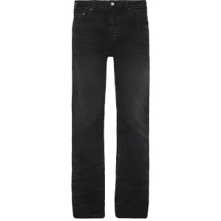 Amiri Stack Straight Fit verblasste schwarze Jeans