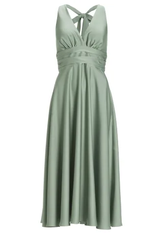 SWING - Neckholder Kleid aus Satin pistachio green - Gr. - 42