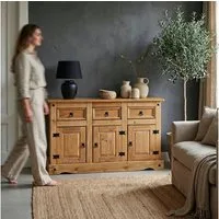 CARO-Möbel Sideboard SALSA, Kommode mit Stauraum im Mexiko Stil, Anrichte Landhausstil natur