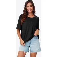 Imily Bela T-Shirt Damen Halbärmeliges Hemd mit Rundhals (Packung, 1-tlg., 1per-Pack) in Unifarbe