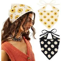 Oemmn Dreieckstuch 2 Stück Damen Boho Stirnbänder Dreieck Kopftücher Bandanas