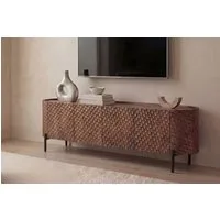 riess-ambiente TV-Board ADLON 160cm braun/schwarz - lackiertes Mango-Massivholz, 3D-Front (Einzelartikel, 1 St), Metallfüße, Kabelöffnung & Soft-Close-Funktion – ideal fürs Wohnzimmer