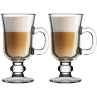 Pasabahce Gläser-Set Irish 2er Set Kaffeeglas mit Henkel, Tee, Latte Macchiato, 2-tlg.