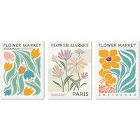 ARTFAVES Bilder-Collage Poster Set Flower Market Trio 1 I mehrteilige Bilderwand I Wandbilder, (Wandbilder modern, 3 St)