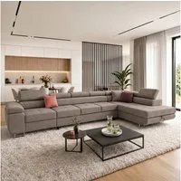 Muffo Ecksofa WILD XXL, mit Bettkasten, Hohe Metallfüße, verstellbare Kopfstützen, Liegefläche 125x240