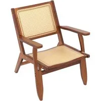 COSTWAY Relaxsessel (1-St), Esszimmerstuhl Bambus, Rattan, mit Lehne
