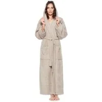 Arus Damenbademantel Astra, pflegeleicht, wadenlang oder extralang für Spa & Sauna, 100% Baumwolle, Kapuze, Gürtel, mit Kapuze, wadenlang oder extra lang, 100% Baumwolle