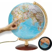 Interkart Landkarten & Globen GmbH Globus National Geographic Leuchtglobus 30 cm mit Holzfuß, Originales National Geographic Kartenbild