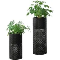 en.casa Blumenständer (2 St), Virton Blumenkübel 2er Set Schwarz