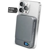 S&T Design Magnetisch Powerbank Magsafe kompatibel Kabellos Display Powerbank Magnetische Powerbank 20W 10000 mAh (5 V), PB Externer Akku Wireless LED Statusanzeige Schnellladefunktion
