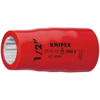 KNIPEX Steckschlüsseleinsatz (Doppel-Sechskant) mit Innenvierkant 1/2 Zoll 55 mm - 98471/2"