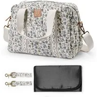 Elodie Wickeltasche Elodie - Wickeltasche - Garden Leo Toile 28x36 cm (Inkl. Trageriemen und Wickeltasche), Praktische Aufteilung