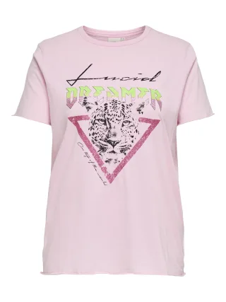 ONLY CARMAKOMA - CARMIKO WASHED SS REG TEE JRS Roseate Spoonbill - Gr. - M-46/48