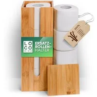 Loco Bird Toiletten-Ersatzrollenhalter Toilettenpapier Aufbewahrung für4 Rollen aus Bambus (Klorollenaufbewahrung), Klopapier Aufbewahrung, Klorollenhalter stehend