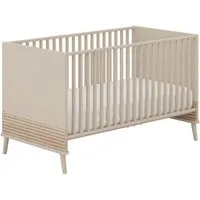 PAIDI Babybett EEFJE 70x140cm in Beige, umbaubares Kinderbett mit Massivholz, Gitterbett 4-fach höhenverstellbar, entnehmbare Sprossen, Juniorbett