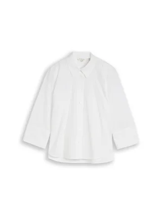 Tom Tailor - Popeline Hemdbluse mit 3/4-Arm white - Gr. - 42