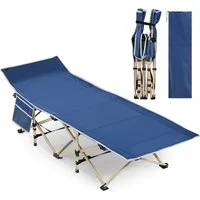Yaheetech Feldbett Campingbett mit Tragetasche & 2 Seitentasche Gartenliege Klappbett bis 150 kg belastbar, 186 × 66 × 52 cm