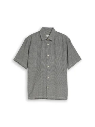 Denim Tom Tailor - Relaxed Fit Kurzarmhemd mit Struktur black structure - Gr. - M
