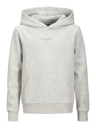 JACK&JONES - JJKENJI SWEAT HOOD JNR White Melange - Gr. - 176