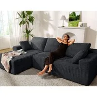 Patbrela Ecksofa Couch L-Form,Sofa Links Samtstoff Vierersofa mit Liegefläche