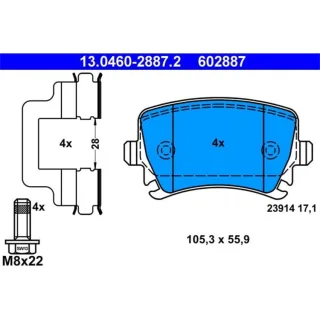 ATE Bremsbel?ge hinten Audi Tt VW Cc Passat