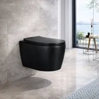 welltime Tiefspül-WC Vigo, wandhängend, Abgang waagerecht, spülrandlose Toilette aus Sanitärkeramik, inkl. WC-Sitz mit Softclose