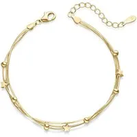 Materia Armkette Damen Gold mehrreihig Kugeln Sterne SA-150, Sterlingsilber, vergoldet