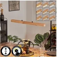 hofstein Pendelleuchte dimmbare Hängelampe aus Metall/Holz/Kunststoff in Schwarz/Naturfarben, LED wechselbar, 3000-6000 Kelvin, skandinavisches Design, Touchdimmer, LED 20 Watt, 2100 Lumen