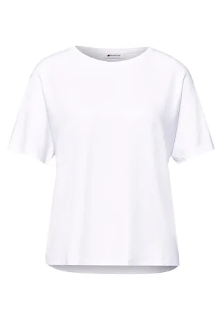Street One - T-Shirt mit Rundhals in Unifarbe White - Gr. - 36