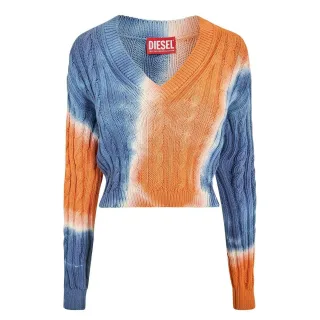 Diesel - "Janel" Kurzes Sweatshirt für Damen, V-Ausschnitt (Orange/Blau)