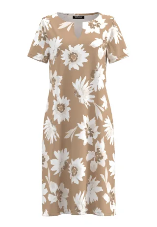 FRANK WALDER - Kleid SALTED TANGERINE mit Ausschnittdetail affogato/ecru - Gr. - 42