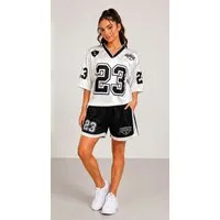 Worldclassca T-Shirt & Shorts Worldclassca 2tlg Oversize SET Shirt + Shorts Jogginganzug Print 23 Neue Kollektion - Stilvolle und gemütliche Streetwear Mode für Damen