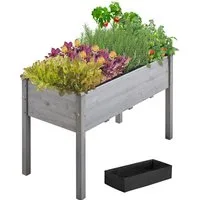 Yaheetech Hochbeet Pflanzkasten aus Massivem Tannenholz, Blumenbeet mit Einlegentasche für Garten/Hof/Balkon/Außenbereich