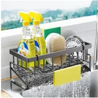SURFOU Küchenorganizer-Set Spülbecken Organizer, wandmontiert ohne Bohren mit Ablaufrinne, Für Ordnung an der Spüle – Ihr praktischer spülbecken organizer