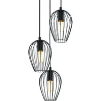 EGLO Pendelleuchte NEWTOWN Pendellampe, schwarz, Stahl, E27, Hängeleuchte, Rondell, ohne Leuchtmittel, Hängelampe, Schlicht, Vintage, Retro, Wohnzimmer, Esszimmer, 130x38cm