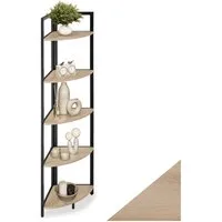 tectake Bücherregal Eckregal, inklusive Kippschutz, 30 x 30 x 150 cm, Holzregal Castlebar 1-tlg., mit 5 Ebenen, mit höhenverstellbaren Kunststofffüßen
