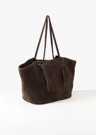 bonprix Shopper aus Veloursleder, braun, Gr.Onesize, Modischer slouchy Shopper mit viel Stauraum, aus Veloursleder