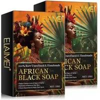 ALIVER Gesichtsseife Naturseife Afrikanische Schwarze Seife Körperseife Haarseife, 2-tlg., Hautpflege, Gesichtsseife, Black Soap, Naturkosmetik