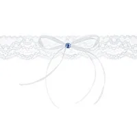 partydeco Strumpfband, Strumpfband zur Hochzeit mit Schleife & Strassstein Weiß