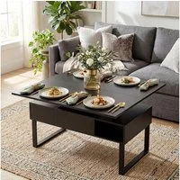VOWNER Couchtisch 3-in-1-Multifunktions-Wohnzimmertisch, Höhenverstellbar, 1 Schublade + offene Ablagefächer + verstecktes Fach
