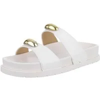 Ital-Design Bequeme Damen-Sandalen mit goldenen Details – Beige Pantolette (89368712) Flach Pantoletten in Weiß