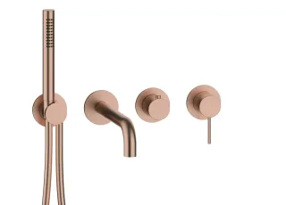 Herzbach MODUL7 Hebelmischer-Farbset 2 Verbraucher Auslauf Copper Steel, 70.702012.1.39 70.702012.1.39