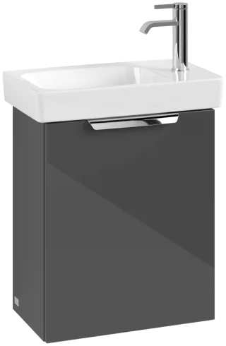 Villeroy & Boch Set LineUp 450mm mit Spiegel Anschlag rechts Glossy Grey S00801FPR1