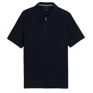 Ted Baker Elgrave Regular Strukturiertes Halbzip-polohemd In Marineblau