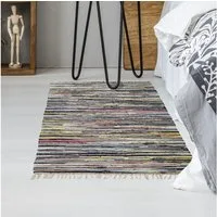 Andiamo Teppich Multi, rechteckig, Höhe: 10 mm, Flachgewebe, Fleckerl, reine Baumwolle, handgewebt, mit Fransen