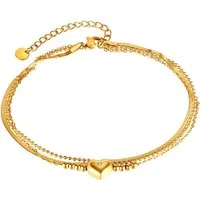 Firetti Fußkette Schmuck Geschenk Edelstahl Körperschmuck Herzen Liebe, mit Zirkonia (synth)