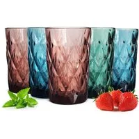 Sendez Longdrinkglas 6 Bunte Trinkgläser 350ml Wassergläser Longdrinkgläser Cocktailgläser, Glas