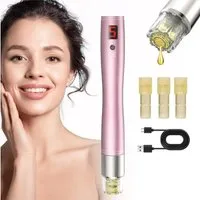 COOL-i ® Dermaroller Microneedling Pen mit Serum-Auftrag – Kabelloser, 5 Stufen, Serum gleichmäßig auf Gesicht und Körper auftragen.A3