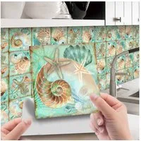 COOL-i ® Fliesenaufkleber 3D Klebefliesen 15x15cm 24 Stück,Botanische Malerei Fliesenaufkleber, PVC Wasserfest,Selbstklebend,Hitzebeständig,Starke Klebefähigkeit