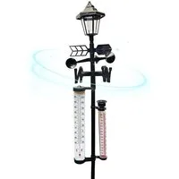 Orange-Planet Küchenrollenhalter Regenmesser Wetterfahne Außenthermometer Wetterstation Solar-Lampe